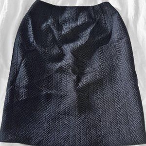 Ellen Tracy | Black Pencil Midi Skirt | Chevron Pattern | Size 4